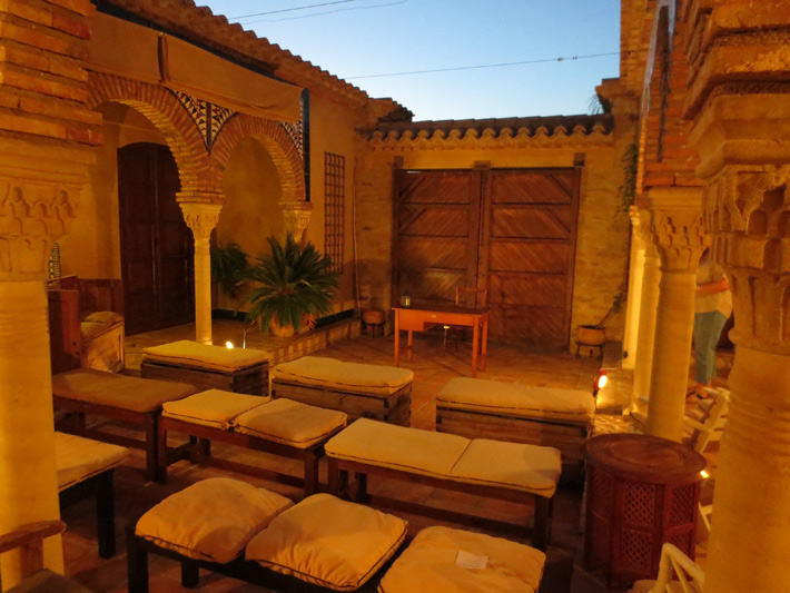 The interior arab style patio set up as a theatre